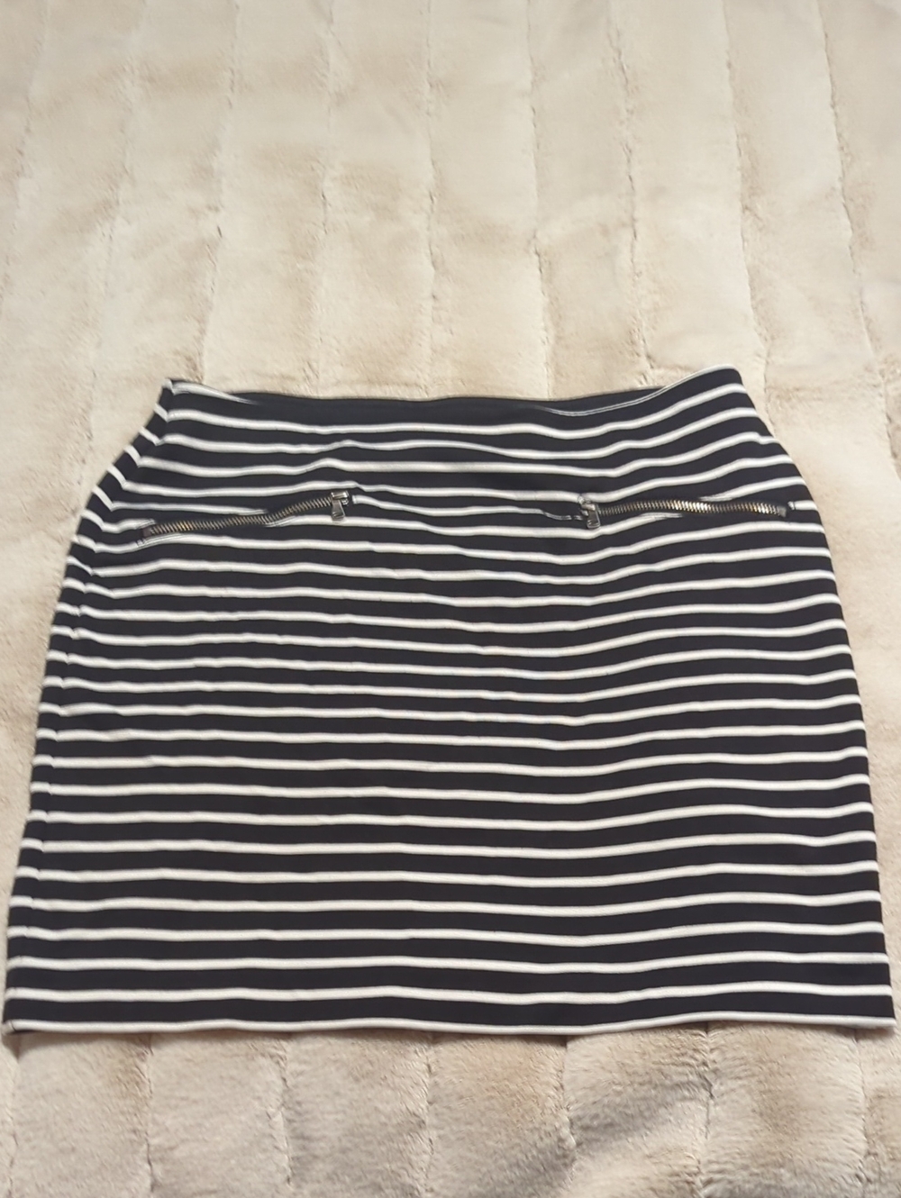 a.n.a Black and White Striped Mini Skirt